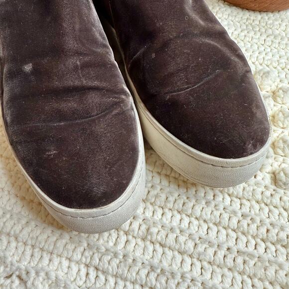 VINCE Women's Sz 10 Warren Velvet Platform Slip On Sneaker Shoes Chocolate Brown - Picture 8 of 15